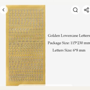 Alphabet Sticker(PVC)Small Letter -Gold