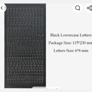 Alphabet Sticker(PVC)Small Letter-Black